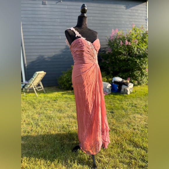 Vintage silk goddess dress coral - Picture 2 of 15